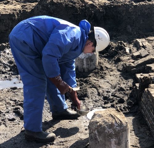 Milieukundige begeleiding bij archeologische opgraving.